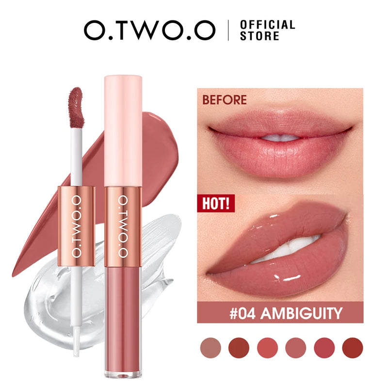 Matte Lipstick Double Head Lip Coat 24HR Non-stick Cup Lip Gloss Tint Plumper Long Lasting Waterproof Lipstick Makeup