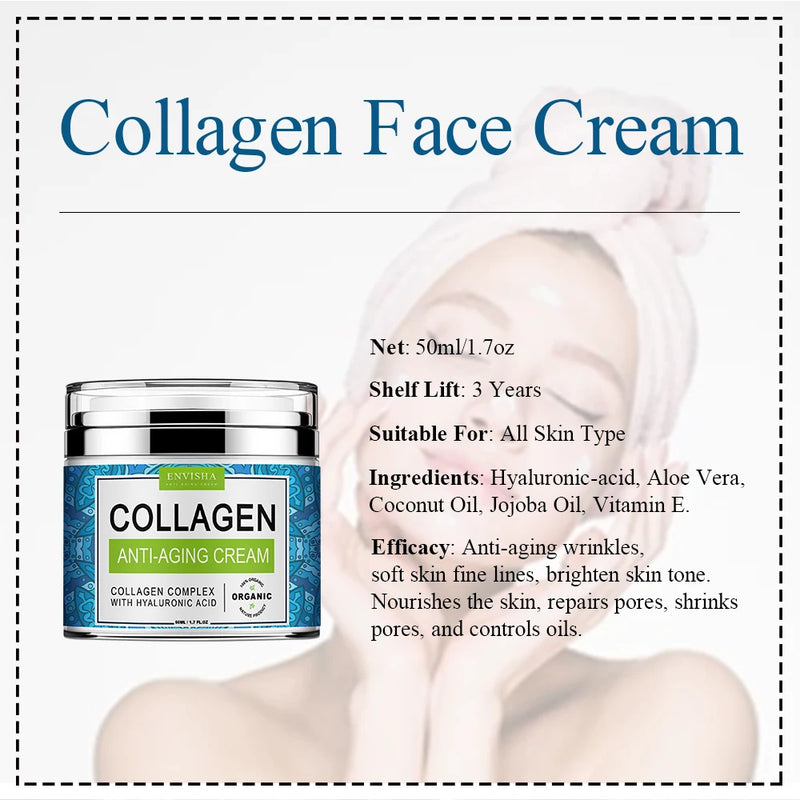 Face Cream Collagen Hyaluronic Acid Skin Care Anti-Wrinkle Moisturizing Anti-Aging Night Shrink Pores Whitening Smooth