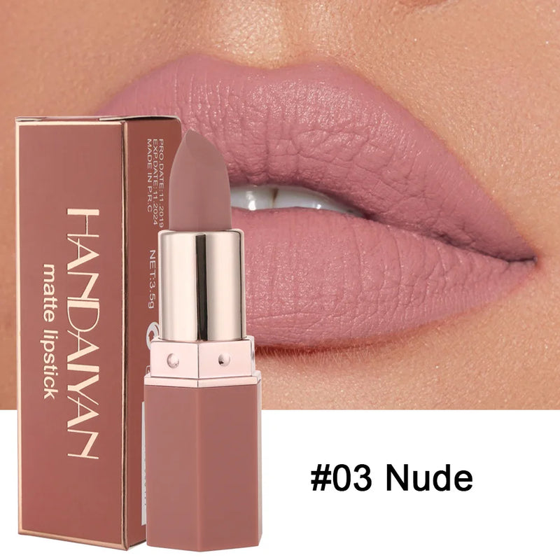 6 Colors Matte Waterproof Velvet Nude Lipstick Sexy Red Brown Pigments Makeup